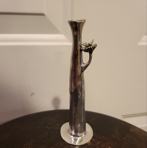 Pewter Bird in Nest Bud Vase 5.5" - Picture 1 of 7